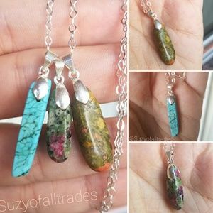 TURQUOISE, RUBY IN FUSCHITE, AND UNAKITE GEMSTONE